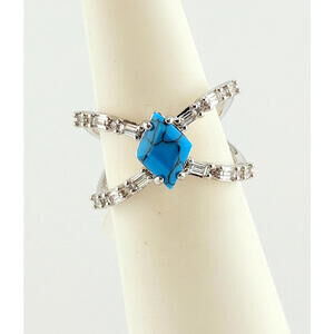 Bomb Party December Ring Sz 7 "Here To Stun" RG68547 Turquoise on Rhodium